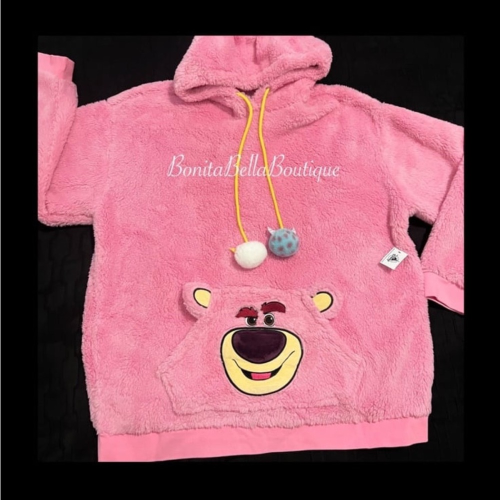 Disney Pixar Toy Story Lotso Fuzzy Fleece Hoodie Pullover - New